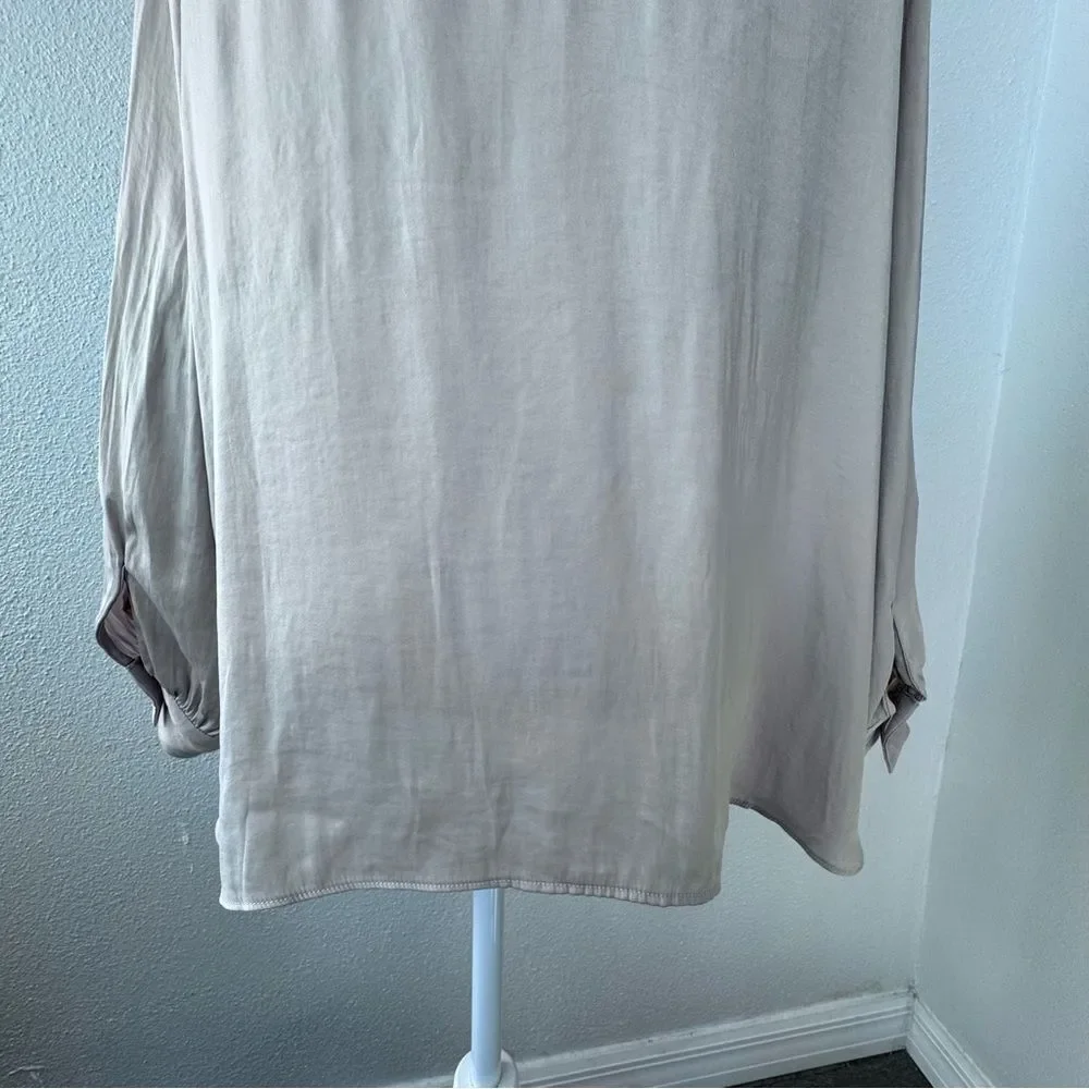 Carmen Mark Valvo Blouse Cream Tunic Long Sleeve Shirt SZ XL - Picture 9 of 13